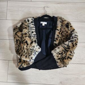 Michael Kors Leopard Print Faux Fur Jacket